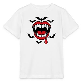 Halloween Vampirzähne Fledermäuse Horror Shirt - Stanley/Stella Kinder T-Shirt MINI CREATOR  - Weiß - Vorne - Maike (125cm)