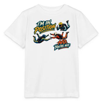 Lustige Formation beim Fallschirmspringen – ich bin in Position, kein Yo - Stanley/Stella Kinder T-Shirt MINI CREATOR  - Weiß - Vorne - Maike (125cm)