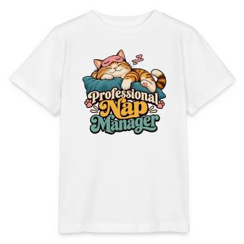 Professional Nap Manager Katze – Lustiges Katzen R - Stanley/Stella Kinder T-Shirt MINI CREATOR  - Weiß - Vorne - Maike (125cm)