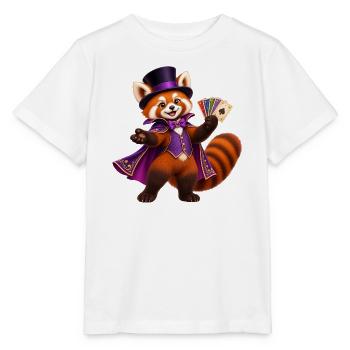 Zauberer Roter Panda mit Spielkarten - Stanley/Stella Kinder T-Shirt MINI CREATOR  - Weiß - Vorne - Maike (125cm)
