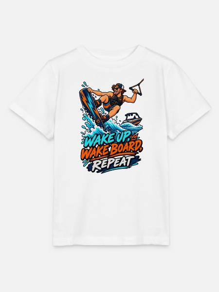 Wake Up Wakeboard Repeat Motiv - Stanley/Stella Kinder T-Shirt MINI CREATOR - Weiß