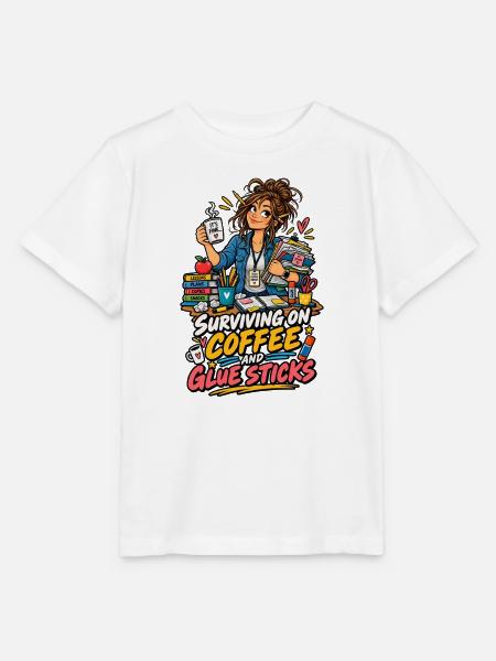Kaffee und Klebstifte Überleben - Stanley/Stella Kinder T-Shirt MINI CREATOR  - Weiß