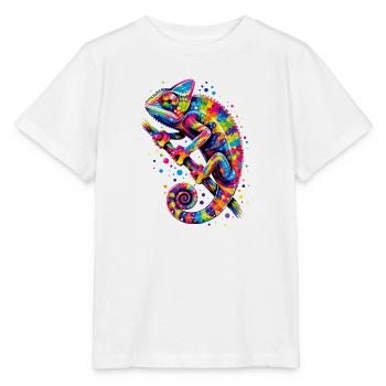 Bunter Chamäleon farbenfroh - Stanley/Stella Kinder T-Shirt MINI CREATOR  - Weiß - Vorne - Maike (125cm)