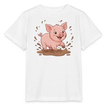 Matschspaß Schweinchen - Stanley/Stella Kinder T-Shirt MINI CREATOR  - Weiß - Vorne - Maike (125cm)