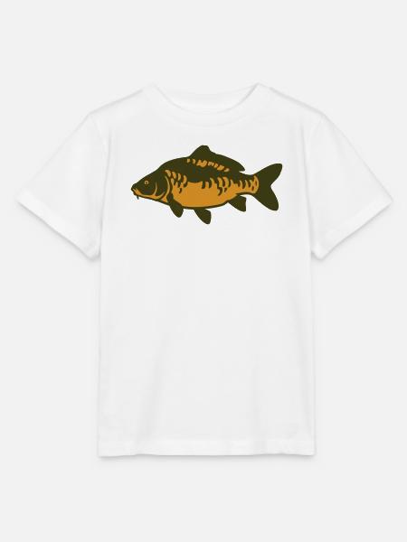 Karpfen Fisch Silhouette - Stanley/Stella Kinder T-Shirt MINI CREATOR - Weiß