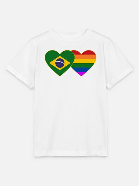 Brasilien Regenbogen Flagge Herz - Stanley/Stella Kinder T-Shirt MINI CREATOR - Weiß