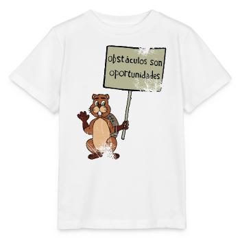 Hindernisse sind Chancen - Biber sieht nur Chancen - Stanley/Stella Kinder T-Shirt MINI CREATOR  - Weiß - Vorne - Maike (125cm)