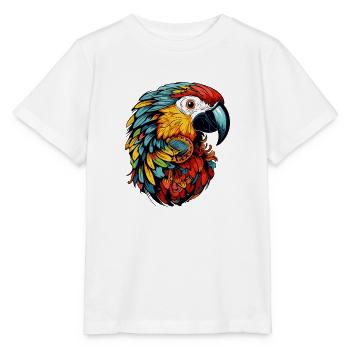Papagei Ara Kopf Bunt - Stanley/Stella Kinder T-Shirt MINI CREATOR  - Weiß - Vorne - Maike (125cm)