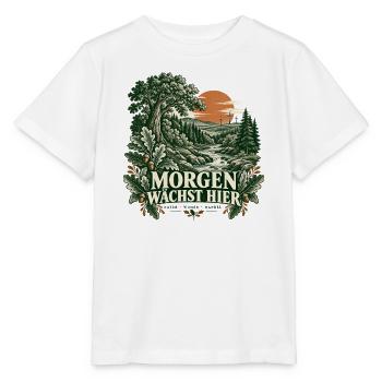 Morgen wächst hier – Waldlandschaft - Stanley/Stella Kinder T-Shirt MINI CREATOR  - Weiß - Vorne - Maike (125cm)