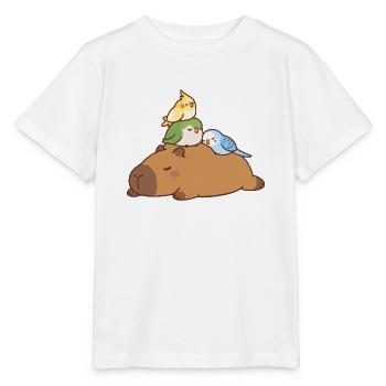 Niedliche Kapybara und Vögel - Stanley/Stella Kinder T-Shirt MINI CREATOR  - Weiß - Vorne - Maike (125cm)