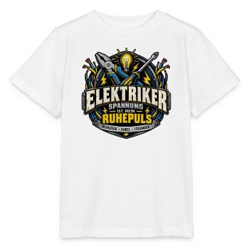 Elektriker – Spannung ist mein Ruhepuls - Stanley/Stella Kinder T-Shirt MINI CREATOR  - Weiß - Vorne - Maike (125cm)
