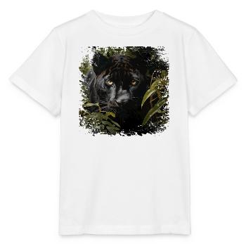 Dschungelpanther mit Goldaugen - Stanley/Stella Kinder T-Shirt MINI CREATOR  - Weiß - Vorne - Maike (125cm)