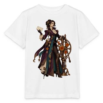 Steampunk Magierin im Uhrwerk-Design - Stanley/Stella Kinder T-Shirt MINI CREATOR  - Weiß - Vorne - Maike (125cm)