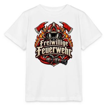 Freiwillige Feuerwehr Helm Äxte & Schlauch - Stanley/Stella Kinder T-Shirt MINI CREATOR  - Weiß - Vorne - Maike (125cm)