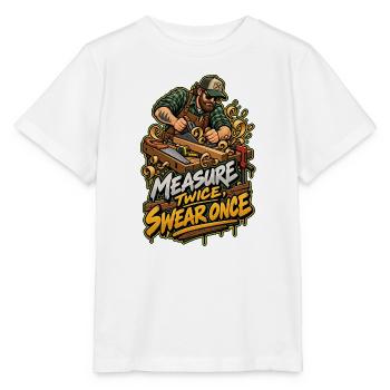 Maß Genau, Fluch Einmal – Holzwerk - Stanley/Stella Kinder T-Shirt MINI CREATOR  - Weiß - Vorne - Maike (125cm)