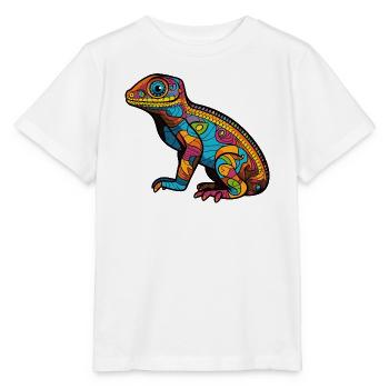 Psychedelische Mosaic-Echse - Stanley/Stella Kinder T-Shirt MINI CREATOR  - Weiß - Vorne - Maike (125cm)