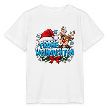 Frohe Weihnachten Süßes Rentier und Bommelmütze - Stanley/Stella Kinder T-Shirt MINI CREATOR  - Weiß - Vorne - Maike (125cm)