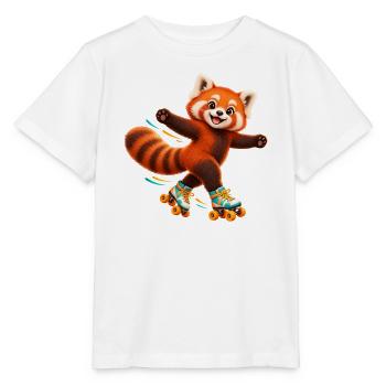 Rollschuhlaufender Red Panda - Stanley/Stella Kinder T-Shirt MINI CREATOR  - Weiß - Vorne - Maike (125cm)