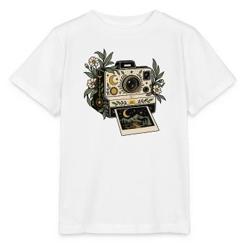 Vintage Kamera mit Blüten Mondlicht - Stanley/Stella Kinder T-Shirt MINI CREATOR  - Weiß - Vorne - Maike (125cm)