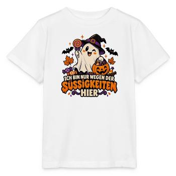 Ich bin nur wegen der Süßigkeiten hier Halloween  - Stanley/Stella Kinder T-Shirt MINI CREATOR  - Weiß - Vorne - Maike (125cm)