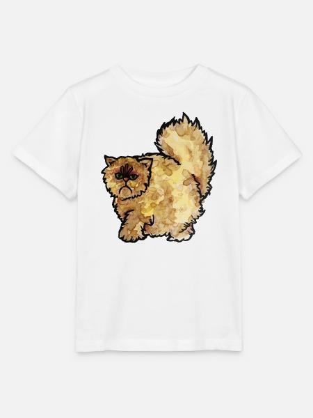 Grumpy Fluffy Cat Aquarell - Stanley/Stella Kinder T-Shirt MINI CREATOR - Weiß