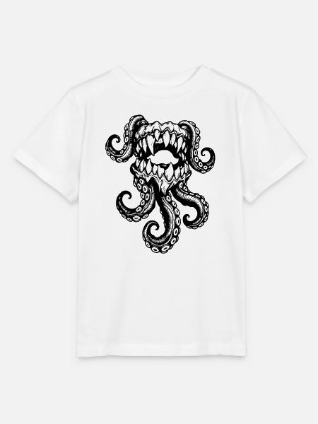 Tentakelmonster-Maul – Dunkles Meereswesen - Stanley/Stella Kinder T-Shirt MINI CREATOR - Weiß