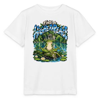 Find a Higher Peace – Meditativer Frosch - Stanley/Stella Kinder T-Shirt MINI CREATOR  - Weiß - Vorne - Maike (125cm)