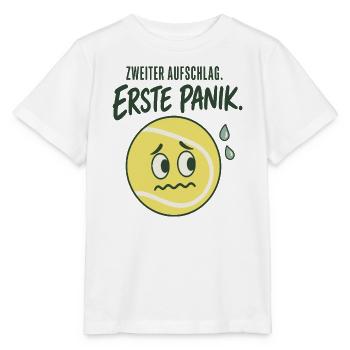 Erste Panik Zweiter Aufschlag Lustiger Tennisball - Stanley/Stella Kinder T-Shirt MINI CREATOR  - Weiß - Vorne - Maike (125cm)