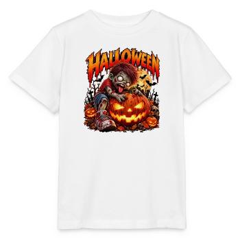 Zombie-Kind am Halloween-Pumpkin - Stanley/Stella Kinder T-Shirt MINI CREATOR  - Weiß - Vorne - Maike (125cm)