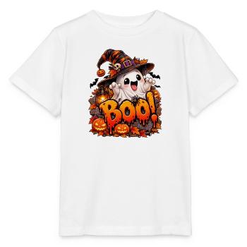 Boo Halloween Geist mit Kürbissen - Stanley/Stella Kinder T-Shirt MINI CREATOR  - Weiß - Vorne - Maike (125cm)