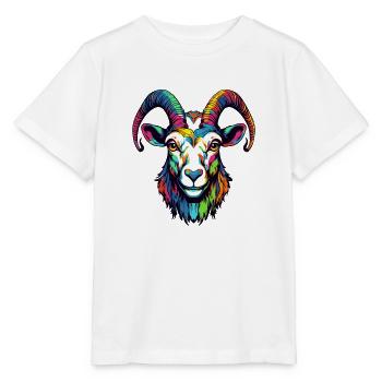 Ziege Ramskopf Kunstmotiv - Stanley/Stella Kinder T-Shirt MINI CREATOR  - Weiß - Vorne - Maike (125cm)
