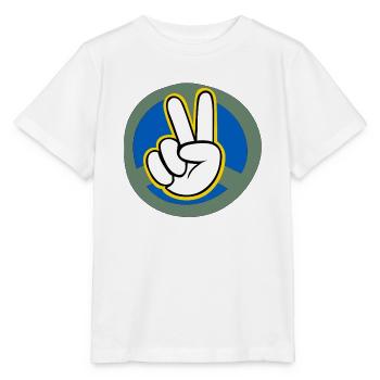 Ukraine Peace Sign Grafik mit Umrahmung - Stanley/Stella Kinder T-Shirt MINI CREATOR  - Weiß - Vorne - Maike (125cm)