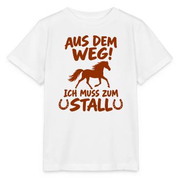 Aus dem Weg - Ich muss zum Stall - Pferd - Pferde - Stanley/Stella Kinder T-Shirt MINI CREATOR  - Weiß - Vorne - Maike (125cm)