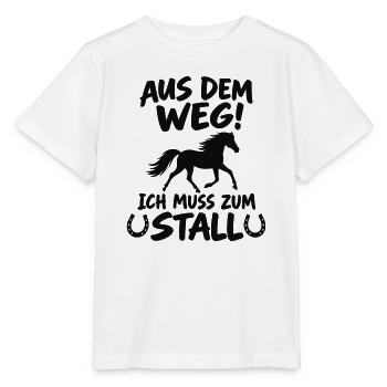 Aus dem Weg - Ich muss zum Stall - Pferd - Pferde - Stanley/Stella Kinder T-Shirt MINI CREATOR  - Weiß - Vorne - Maike (125cm)