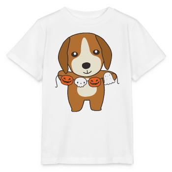 Beagle Happy Halloween Hunde Kostüm - Stanley/Stella Kinder T-Shirt MINI CREATOR  - Weiß - Vorne - Maike (125cm)