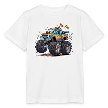 Flammen-Monstertruck Cruiser - Stanley/Stella Kinder T-Shirt MINI CREATOR  - Weiß - Vorne - Maike (125cm)