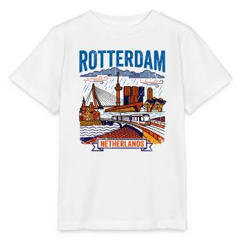 Retro Rotterdam Netherlands Cityscape Skyline Aug - Stanley/Stella Kinder T-Shirt MINI CREATOR  - Weiß - Vorne - Maike (125cm)