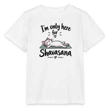 I'm only here for Shavasana – Yoga Katze - Stanley/Stella Kinder T-Shirt MINI CREATOR  - Weiß - Vorne - Maike (125cm)