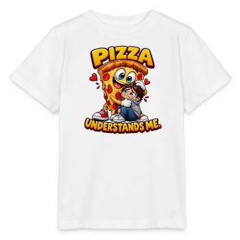 Lustige Pizza versteht mich - Stanley/Stella Kinder T-Shirt MINI CREATOR  - Weiß - Vorne - Maike (125cm)