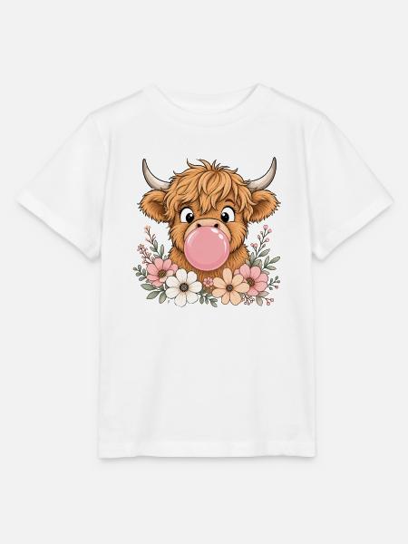 Süße Highland Kuh mit Kaugummi - Stanley/Stella Kinder T-Shirt MINI CREATOR - Weiß