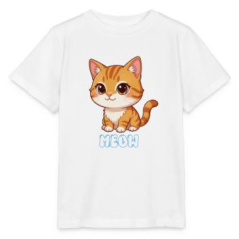 Niedliches Kätzchen-Miau-Cartoon-Katzen-Katzen-Design - Stanley/Stella Kinder T-Shirt MINI CREATOR  - Weiß - Vorne - Maike (125cm)
