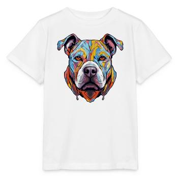 Hund Kopf Geometrisch Farbenfroh - Stanley/Stella Kinder T-Shirt MINI CREATOR  - Weiß - Vorne - Maike (125cm)