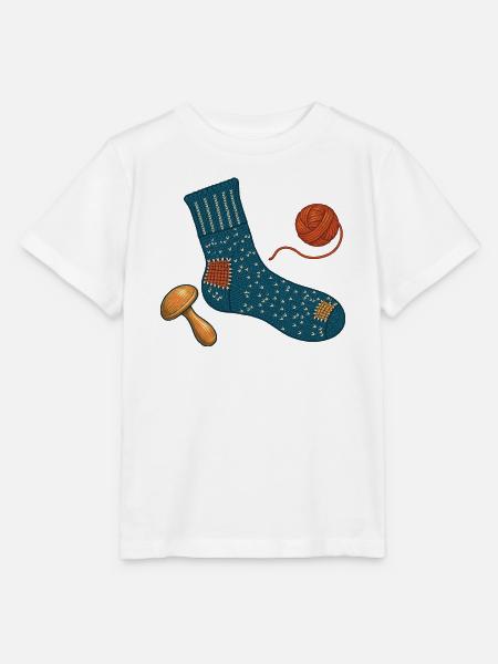 Reparierte Wollsocke und Stopfpilz - Stanley/Stella Kinder T-Shirt MINI CREATOR - Weiß