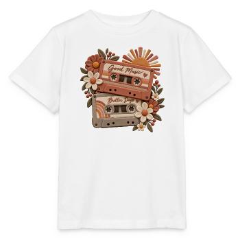 Gute Musik Blumenkassette - Stanley/Stella Kinder T-Shirt MINI CREATOR  - Weiß - Vorne - Maike (125cm)