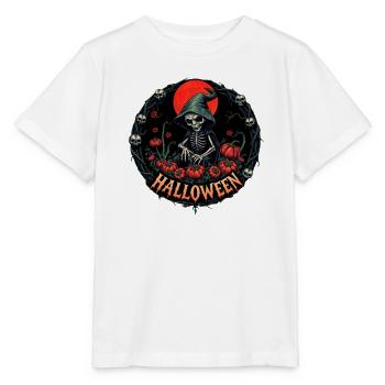 Makabres, rundes, gerahmtes Waschbär-Astronauten-T-Shirt - Stanley/Stella Kinder T-Shirt MINI CREATOR  - Weiß - Vorne - Maike (125cm)