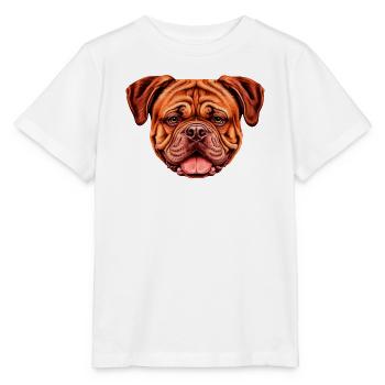 Vibrantes Bordeaux doggen-Gesicht Kunstprint - Stanley/Stella Kinder T-Shirt MINI CREATOR  - Weiß - Vorne - Maike (125cm)