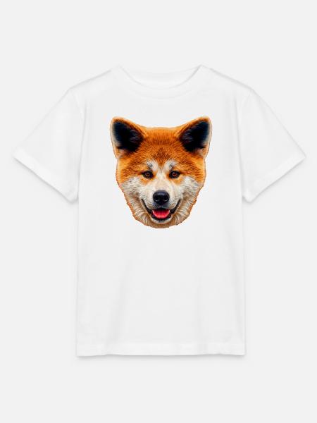 akita inu-Gesicht Illustration - Stanley/Stella Kinder T-Shirt MINI CREATOR  - Weiß