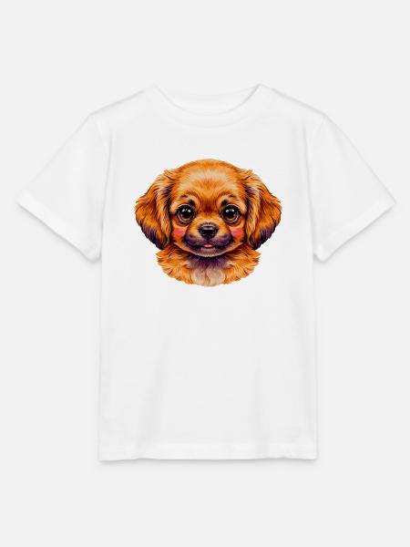 Kuschelhund Porträt Sonnenorange - Stanley/Stella Kinder T-Shirt MINI CREATOR  - Weiß