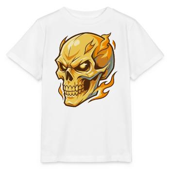 Feuriger goldener Schädel mit intensiven Augen - Stanley/Stella Kinder T-Shirt MINI CREATOR  - Weiß - Vorne - Maike (125cm)