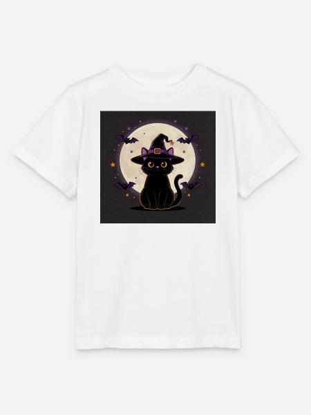 Halloween Hexenkatze – Witchy Cat & Vollmond - Stanley/Stella Kinder T-Shirt MINI CREATOR  - Weiß